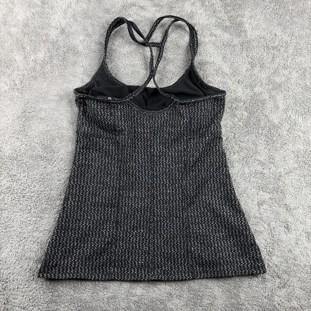 ATHLETA Heartbeat Inner Goddess Racerback Tank Womens XS‎ Black Gray Herringbone